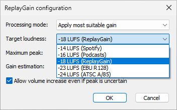 Target loudness selection